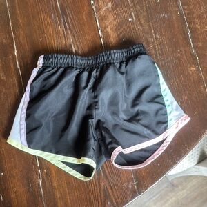 Black and Pink Athletic Shorts with Elastic Waistband